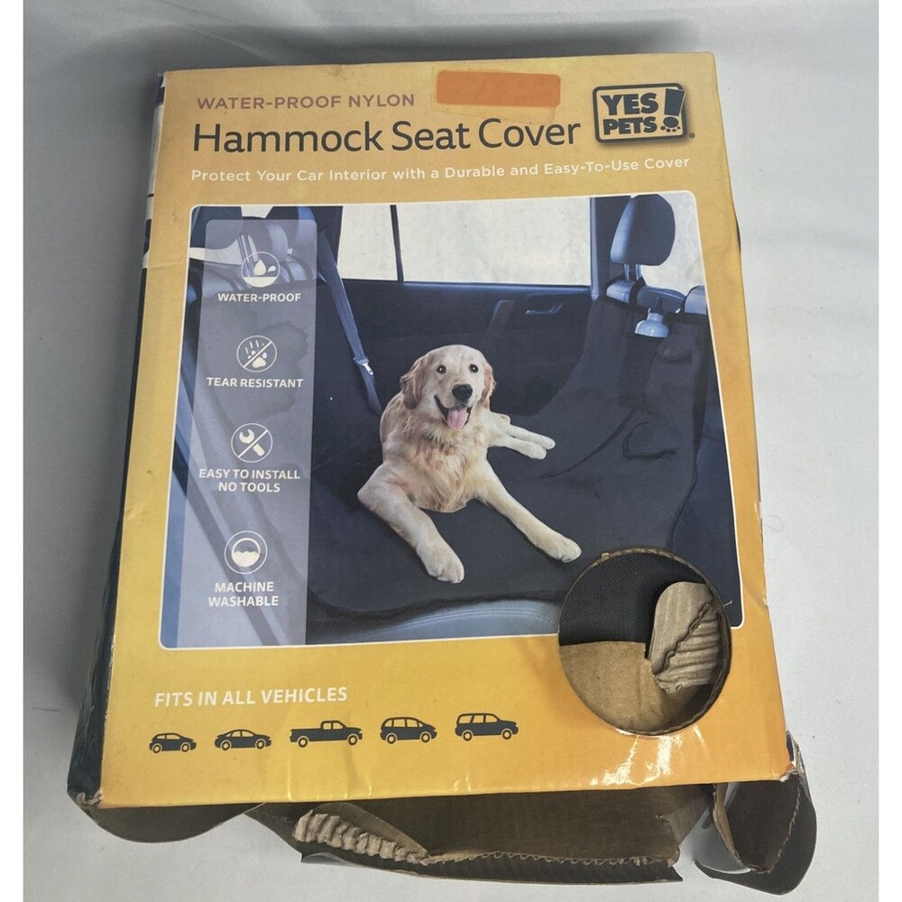 YES PETS Car Seat Cover Hammock Black Oxford Waterproof Nylon Bench Style NIB